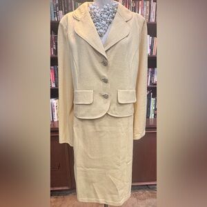St. John Santana Knit Yellow Blazer and Skirt Set 16 XL